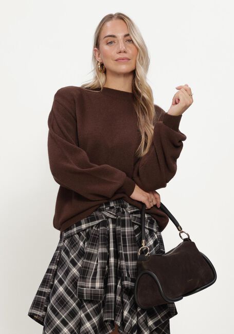 Bruine ALIX THE LABEL Truien/vesten LADIES KNITTED SHOULDER PADS PULLOVER - large