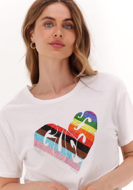 Witte GUESS T-shirt SS RAINBOW STREET TEE - large