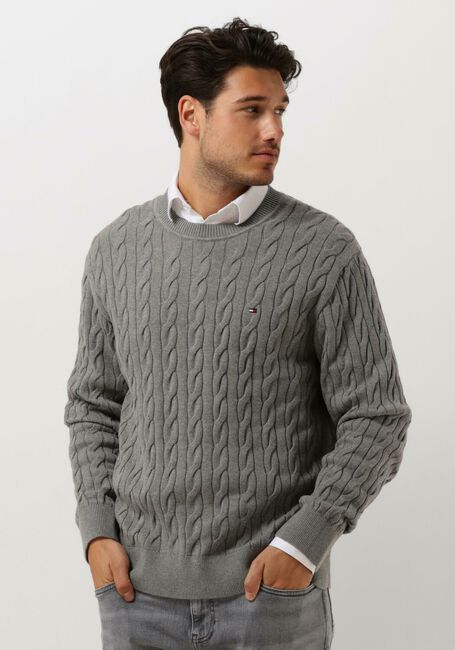 Grijze TOMMY HILFIGER Trui CLASSIC CABLE CREW NECK - large