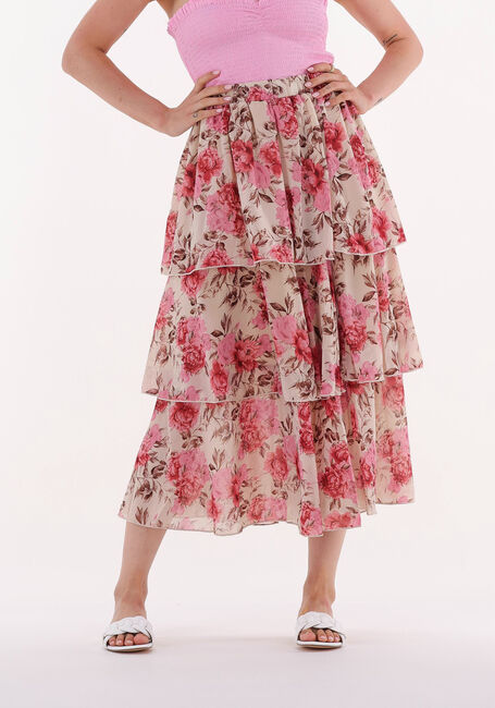 Roze NA-KD Midirok MIDI FRILLED SKIRT - large