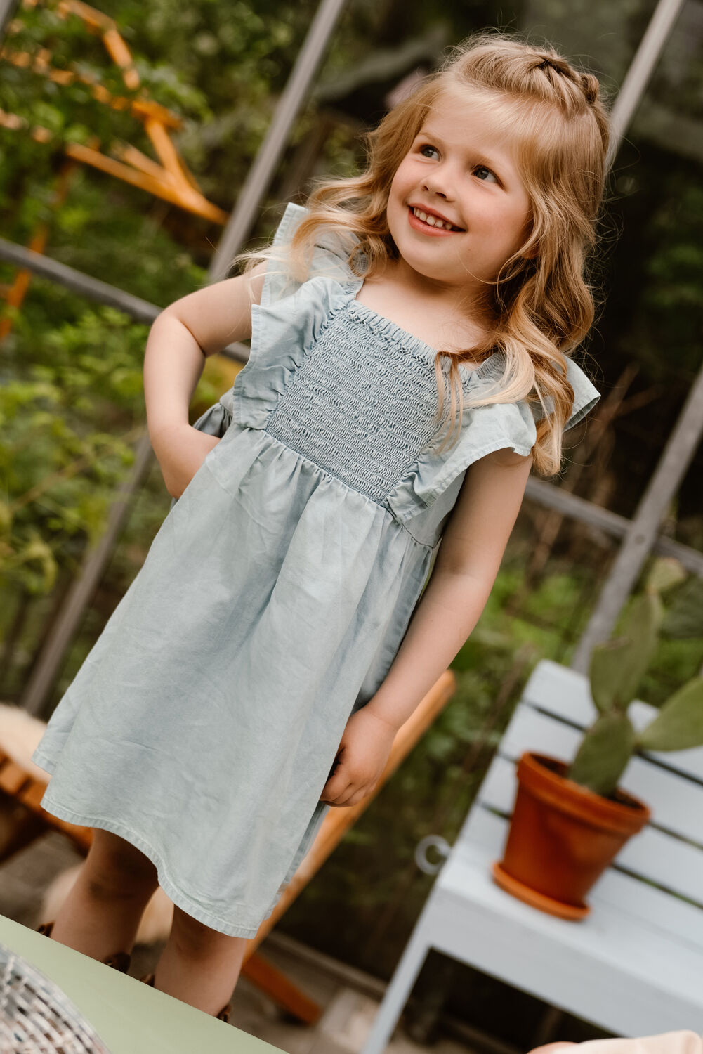 DAILY7 Meisjes Jurken Ruffle Dress Sleeveless Lichtblauw
