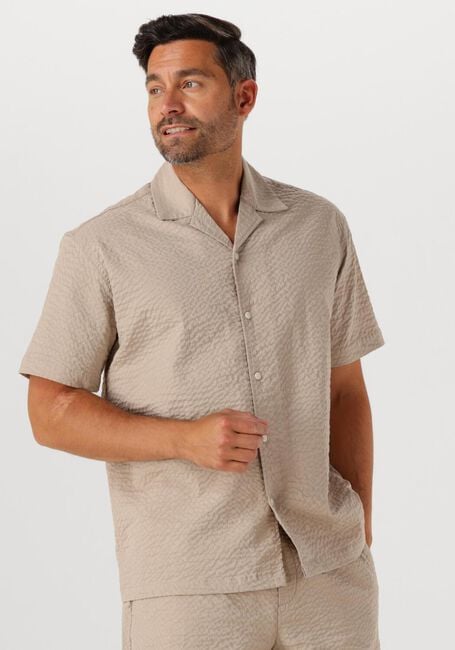 Beige SELECTED HOMME Casual overhemd SLHRELAXED-ACE SEERSUCKER SS SHIRT - large