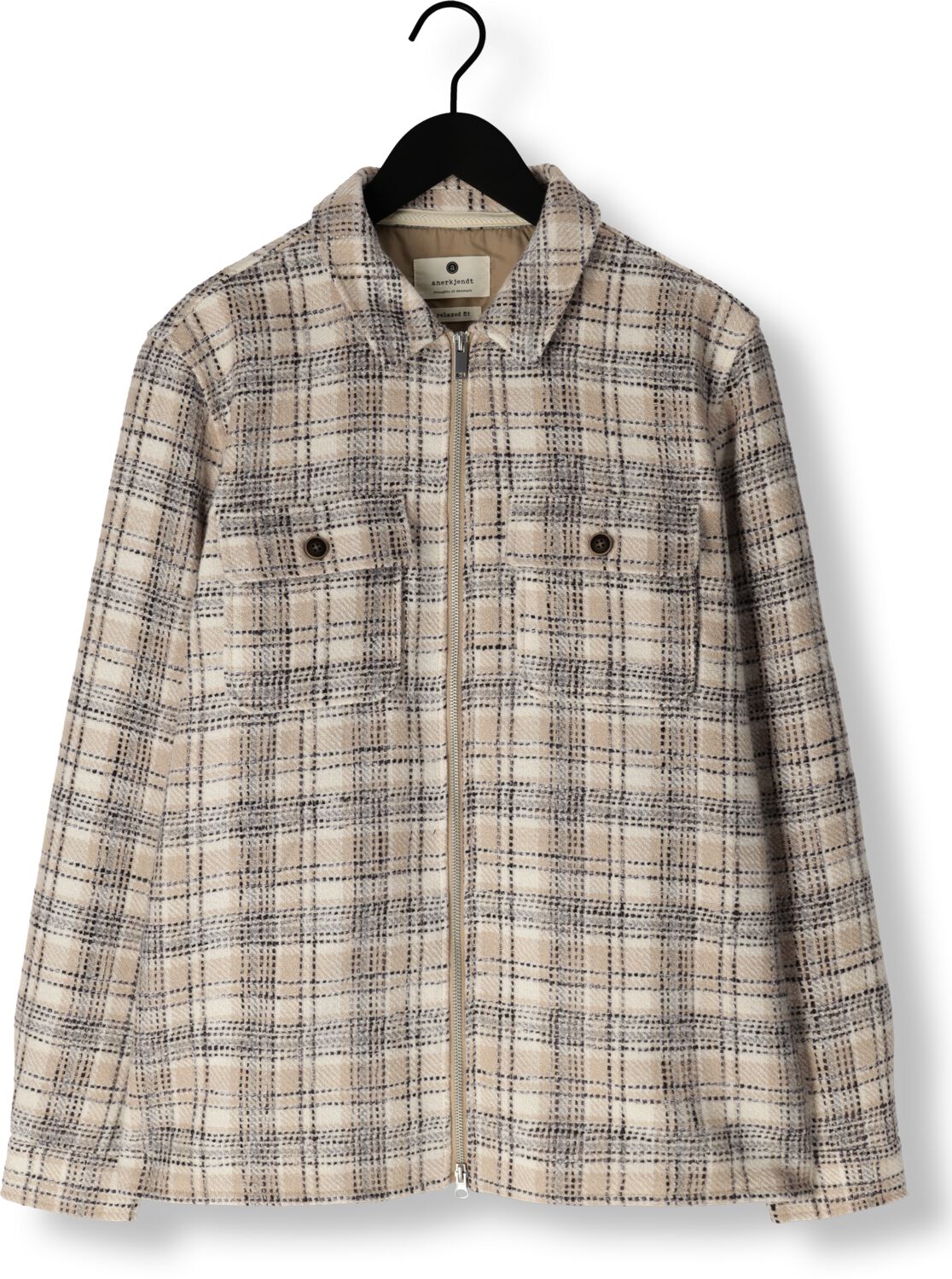 ANERKJENDT Heren Overhemden Akhanky Check Twill Overshirt Beige