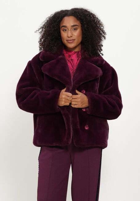 Bordeaux POM AMSTERDAM Faux fur jas CLEO DARK PLUM - large