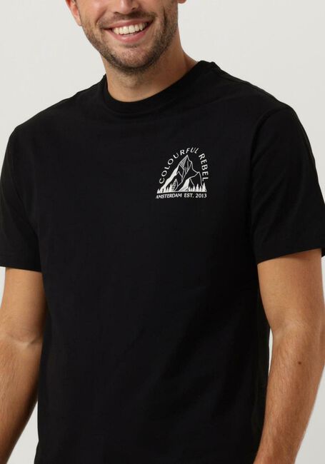 Zwarte COLOURFUL REBEL T-shirt MOUNTAIN BASIC TEE - large