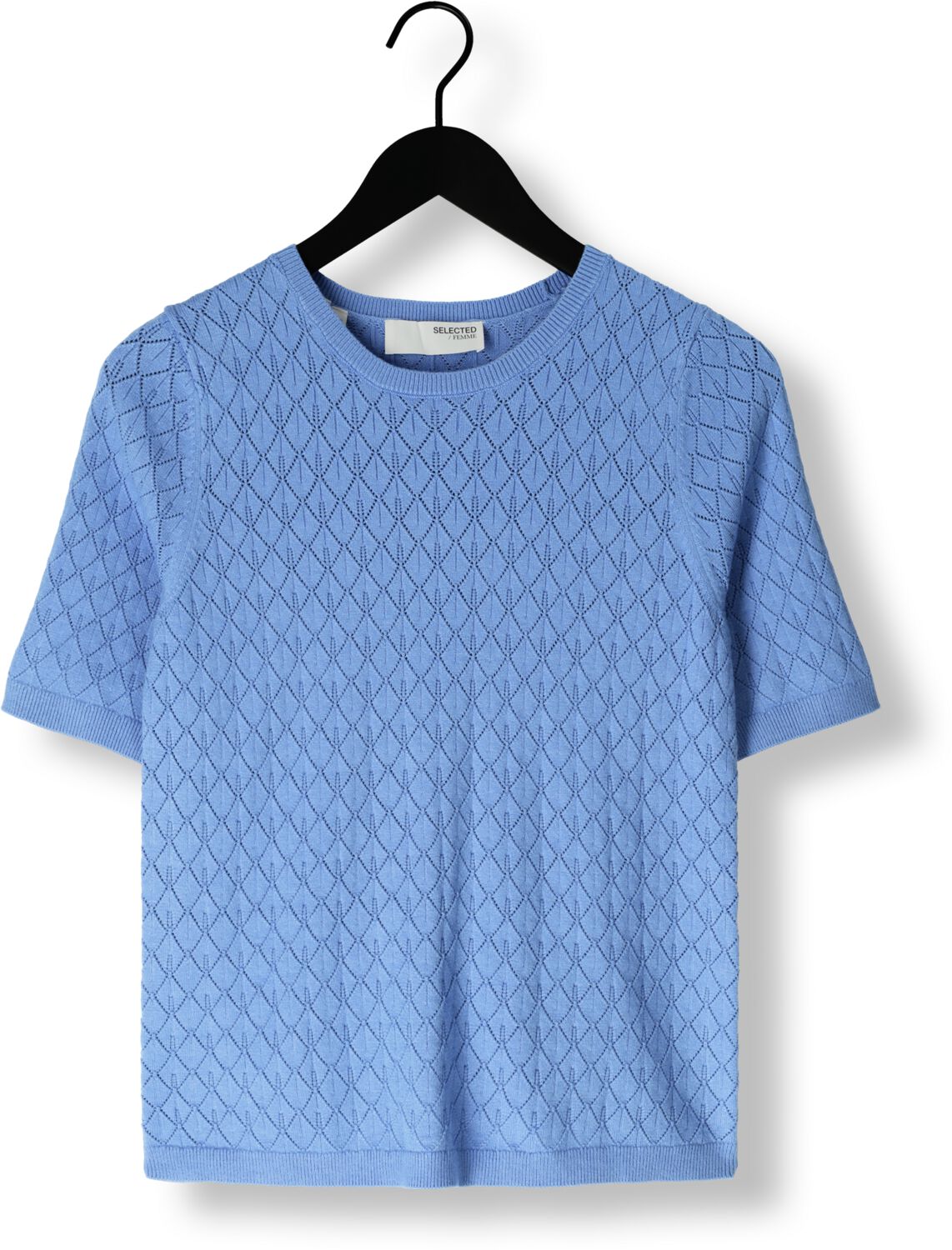 SELECTED FEMME Dames Tops & T-shirts Slfhelen 2 4 Knit Boat Neck Lichtblauw