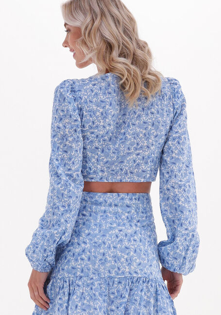 Blauwe NA-KD Blouses ORGANIC GATHERED DETAIL LONG SLEEVE BLOUSE - large