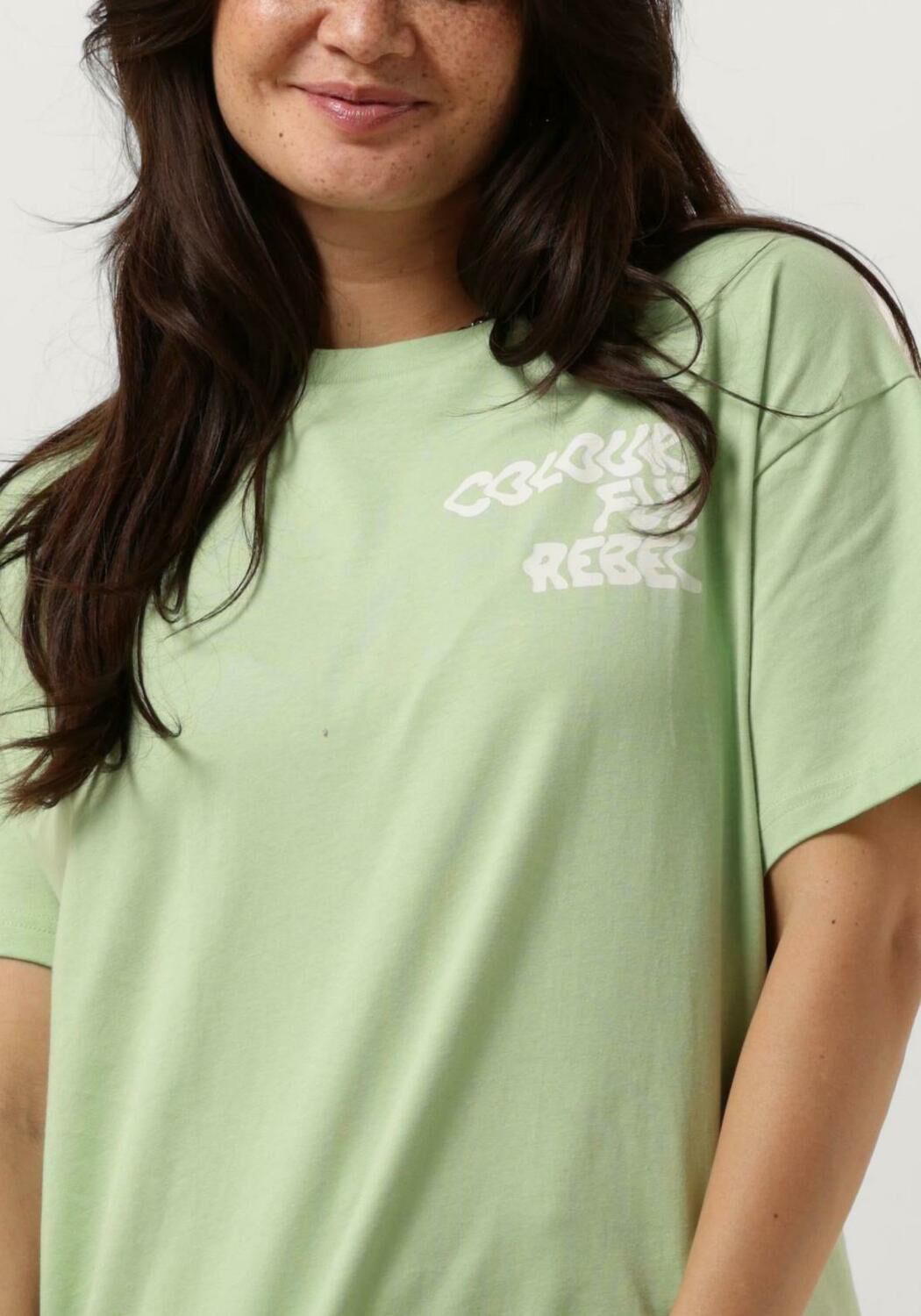 COLOURFUL REBEL Dames Tops & T-shirts Logo Wave Loosefit Tee Mint