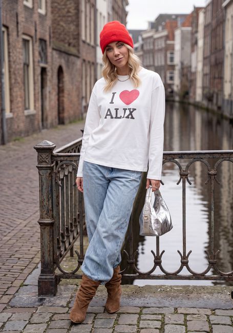Witte ALIX THE LABEL Tops & T-shirts LADIES KNITTED I LOVE ALIX LONGSLEEVE T-SHIRT - large