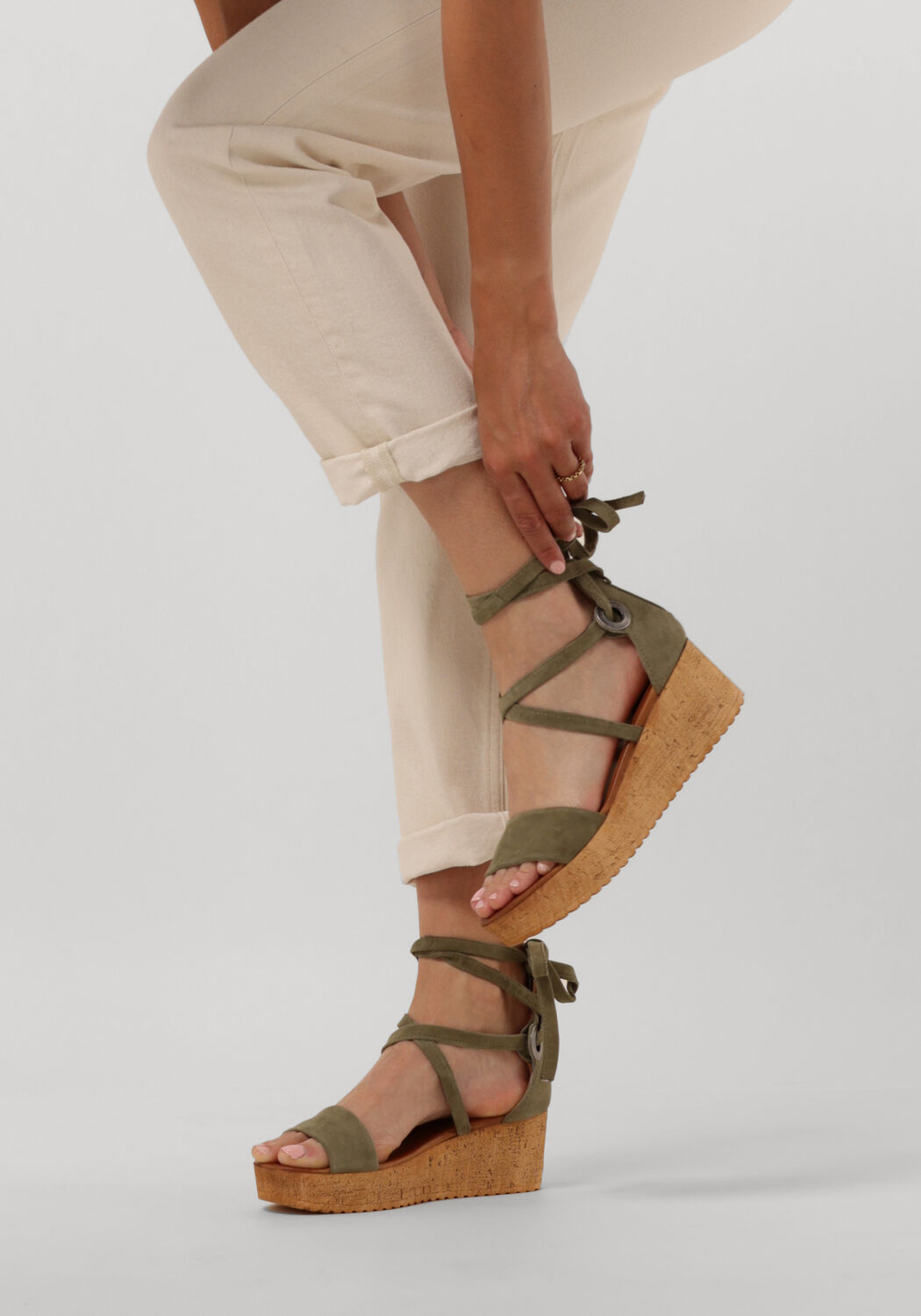 Groene OMODA Sandalen met hak 722007 - large