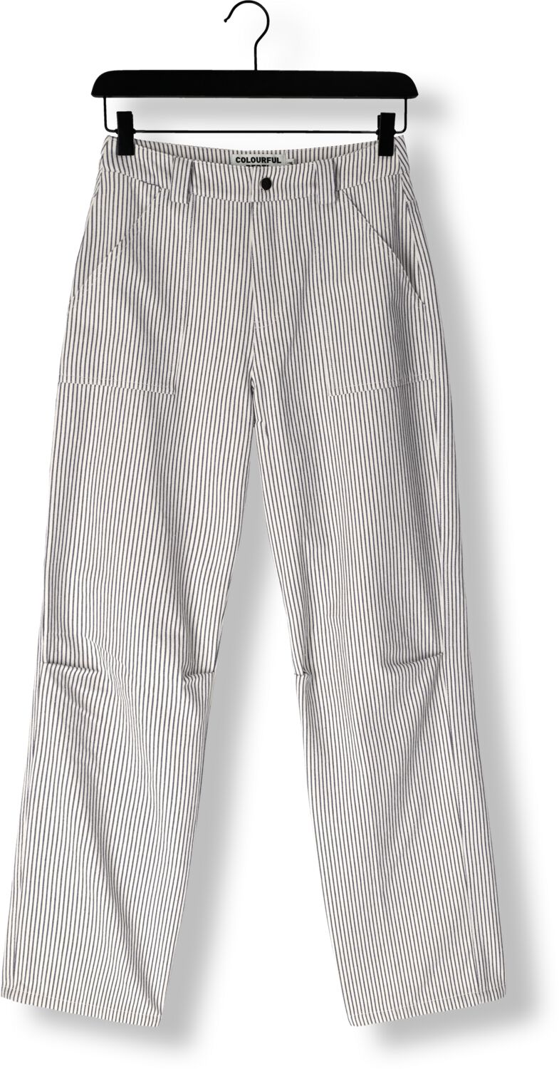 COLOURFUL REBEL Dames Jeans Kensi Striped Worker Pants Blauw
