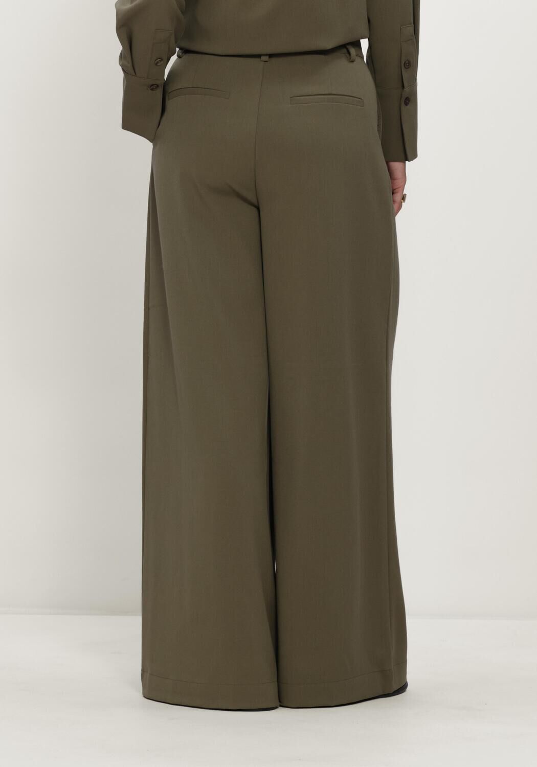 Khaki MY ESSENTIAL WARDROBE Wijde broek MWHACE HIGH WIDE PANT - large