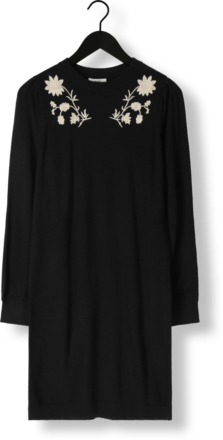 OBJECT Dames Jurken Objthess L s Knit Embroidery Dress E Div Zwart