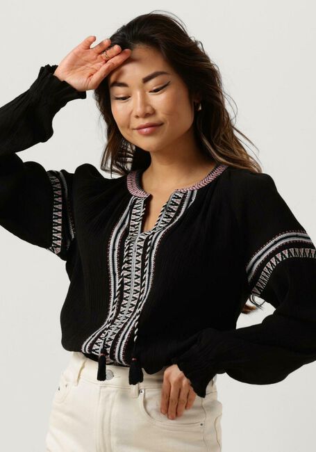 Zwarte SCOTCH & SODA Blouses BALLOON SLEEVE EMBROIDERY TOP - large
