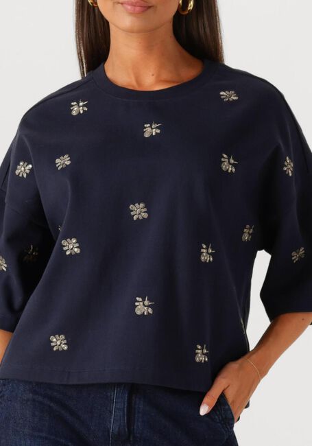 Donkerblauwe SUMMUM T-shirt EMBELLISHED SHORTSLEEVE - large