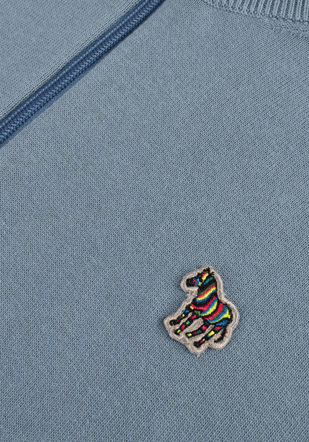 Lichtblauwe PS PAUL SMITH Trui MENS SWEATER HALF ZIP ZEB BAD - large