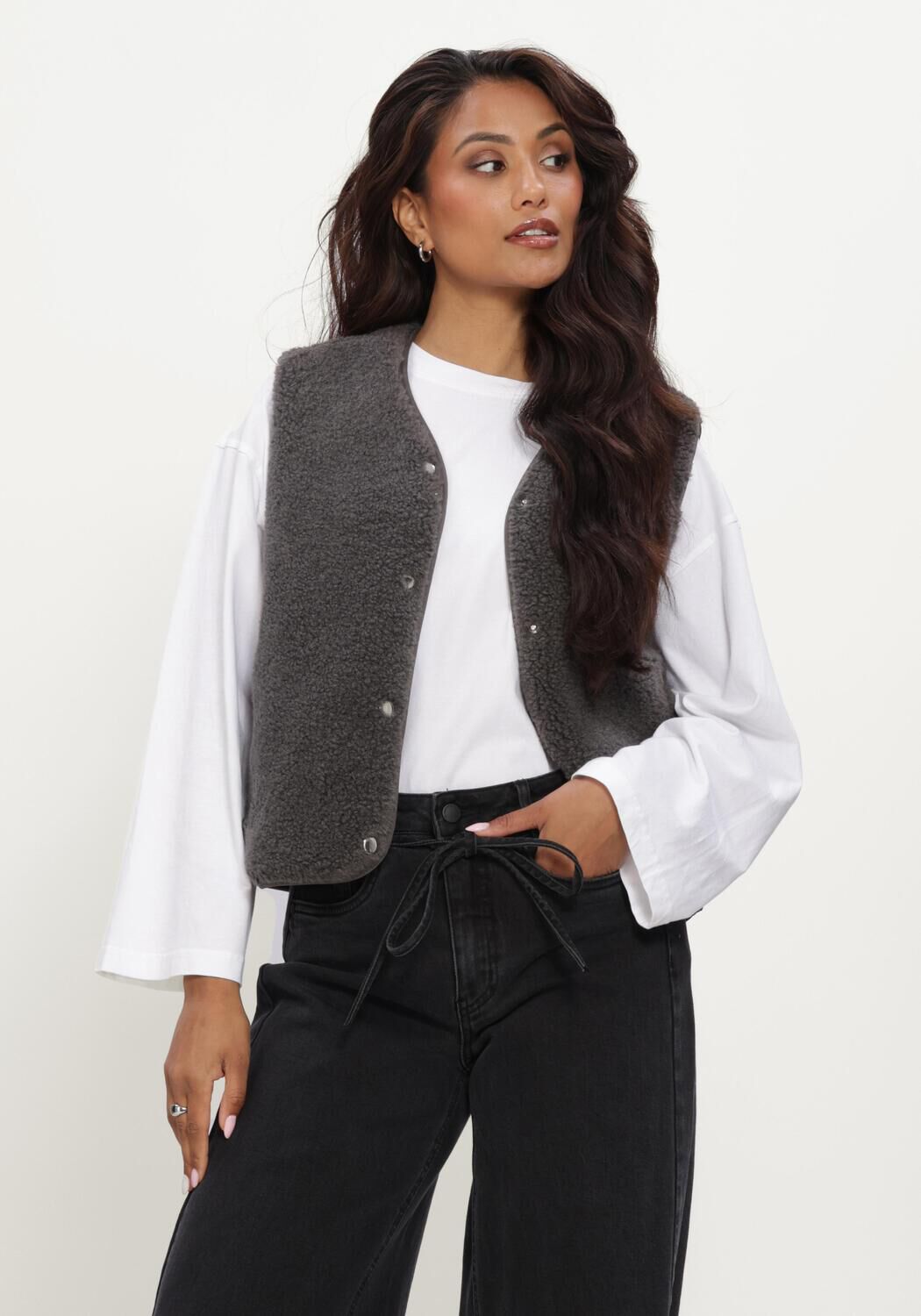 Donkergrijze OBJECT Gilet OBJELLA WAISTCOAT NOOS - large