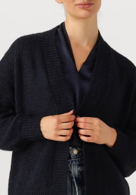 Donkerblauwe SUMMUM Vest PUFF SLEEVE CARDIGAN COZY MELANGE KNIT - large