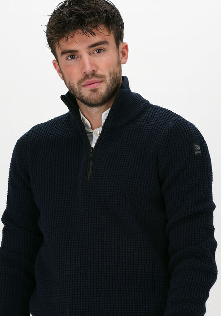 Donkerblauwe VANGUARD Trui HALF ZIP COLLAR COTTON ARCRYLI - large