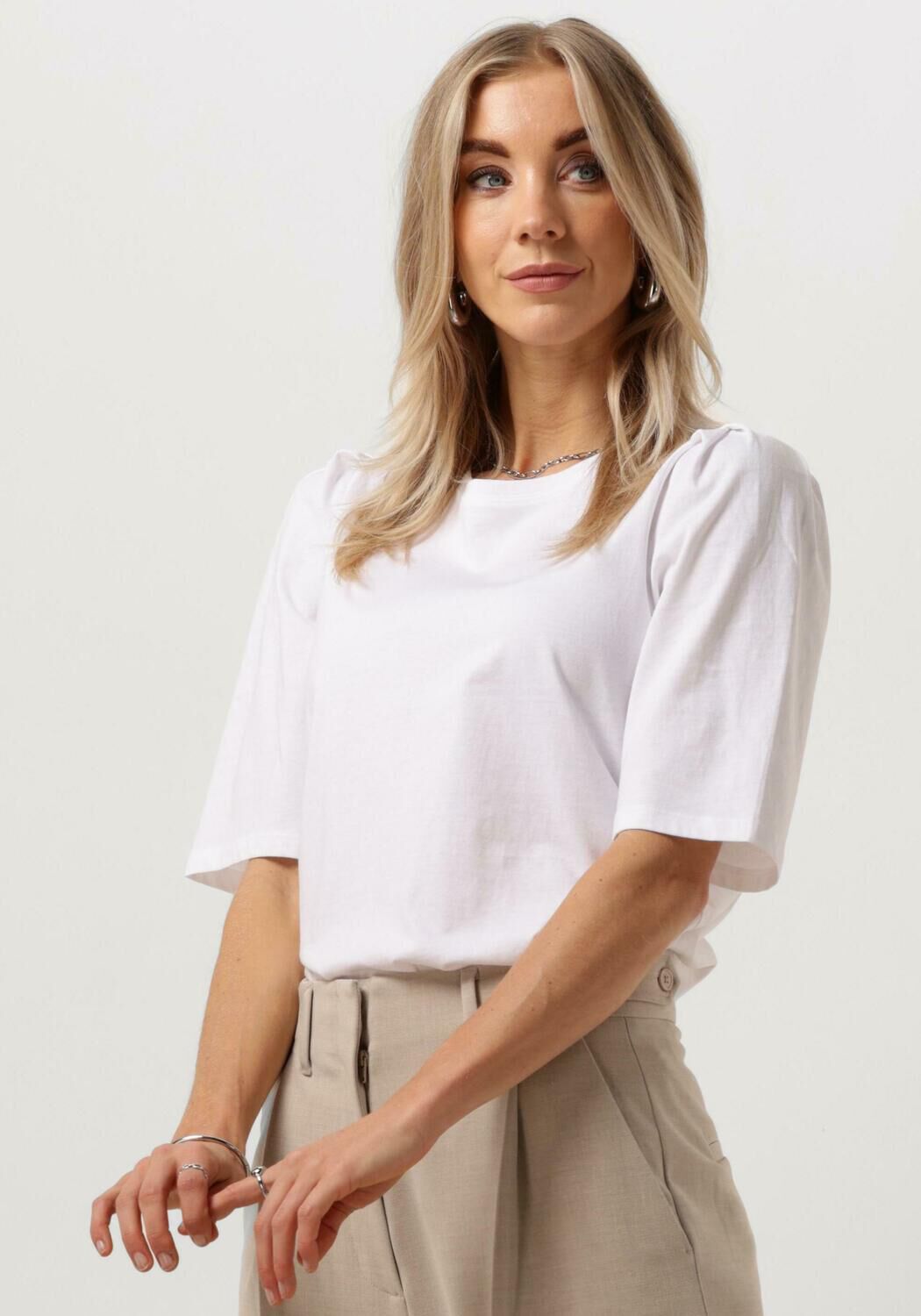 MSCH COPENHAGEN Dames Tops & T-shirts Mschbettia Organic Puff Tee Wit