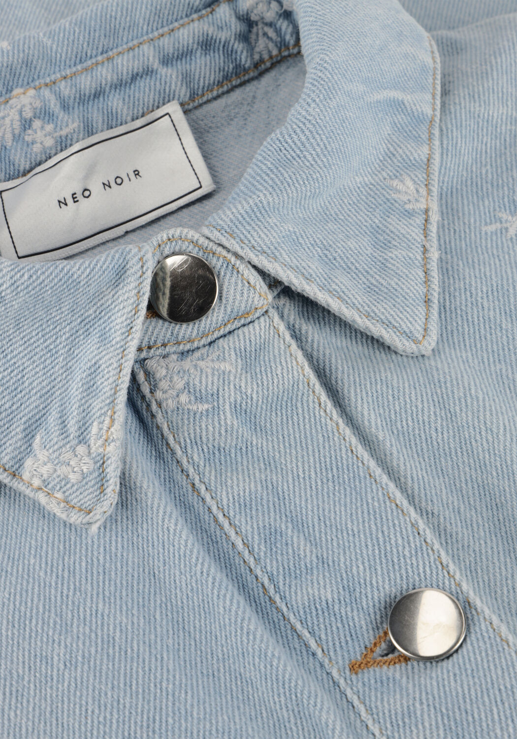 Lichtblauwe NEO NOIR Mini jurk SARAS DENIM EMB DRESS - large