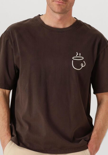 Bruine ANERKJENDT T-shirt AKVILLADS ESPRESSO PRINT S/S TEE - large