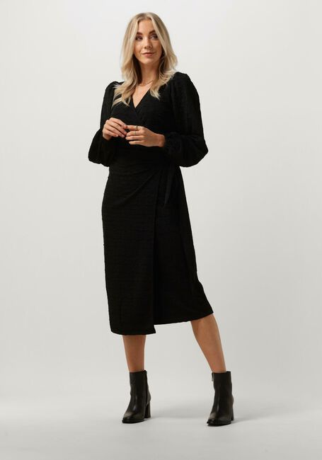 Zwarte Y.A.S. Midi jurk YASLEIDO LS WRAP MIDI DRESS - large