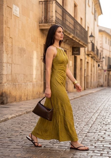 Gele Y.A.S. Maxi jurk YASWIMMA LONG HALTERNECK - large