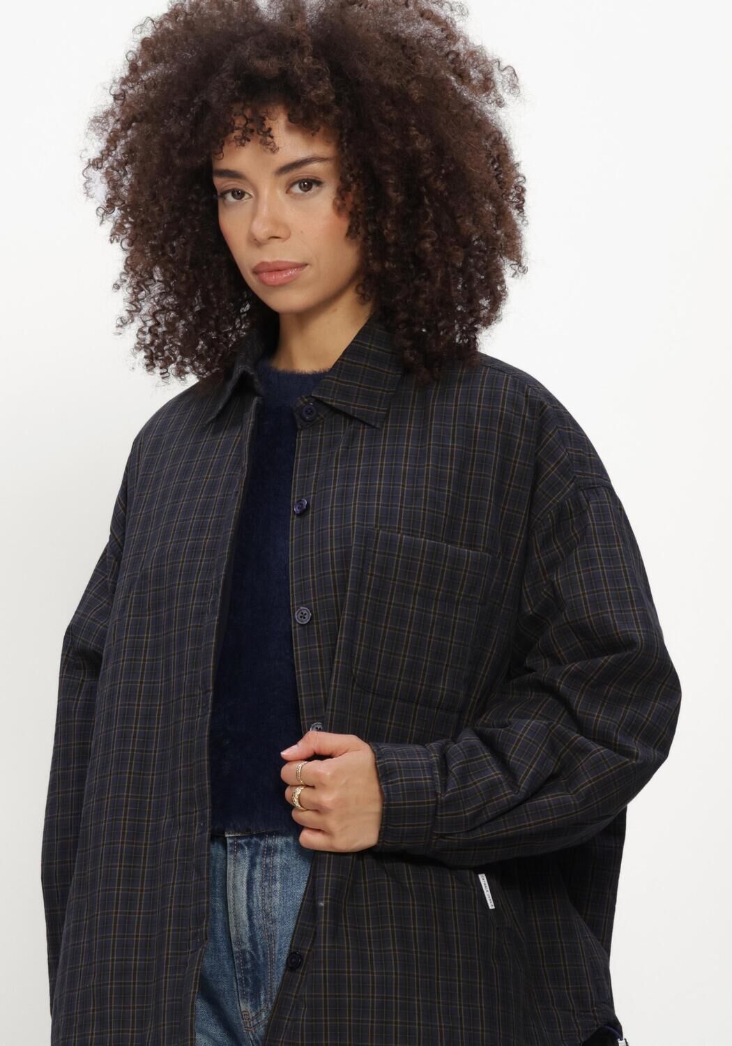 Donkerblauwe CATWALK JUNKIE Blazer LIGHT PADDED CHECK JACKET - large