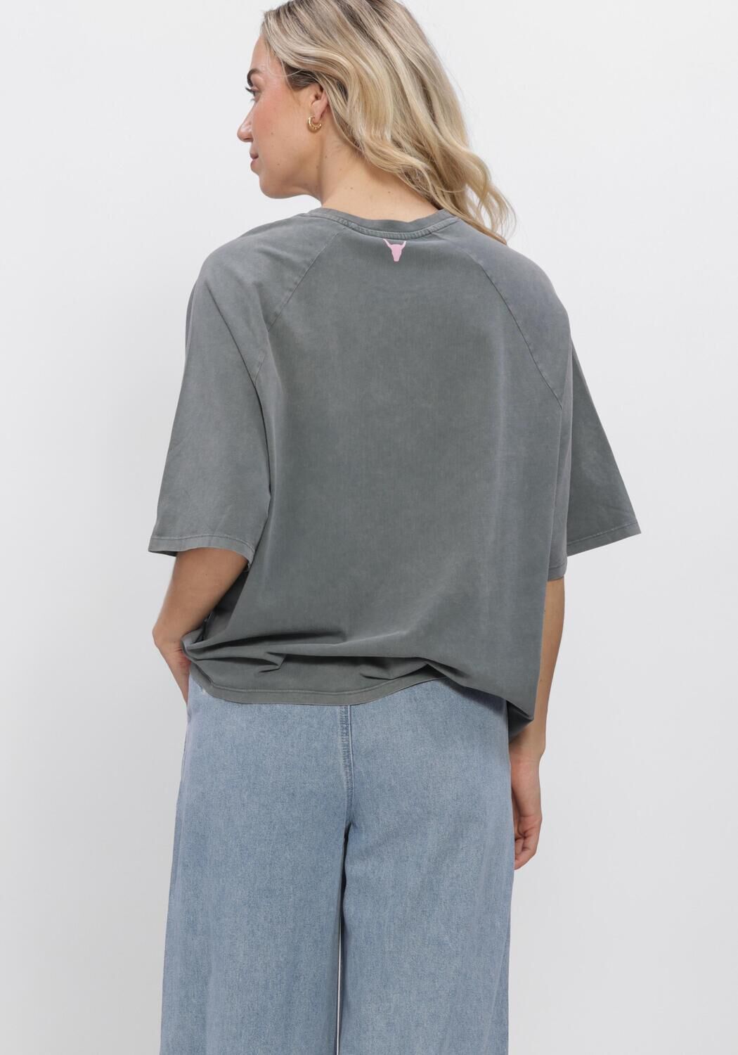 Lichtgrijze ALIX THE LABEL T-shirt LADIES KNITTED RAGLAN T-SHIRT - large