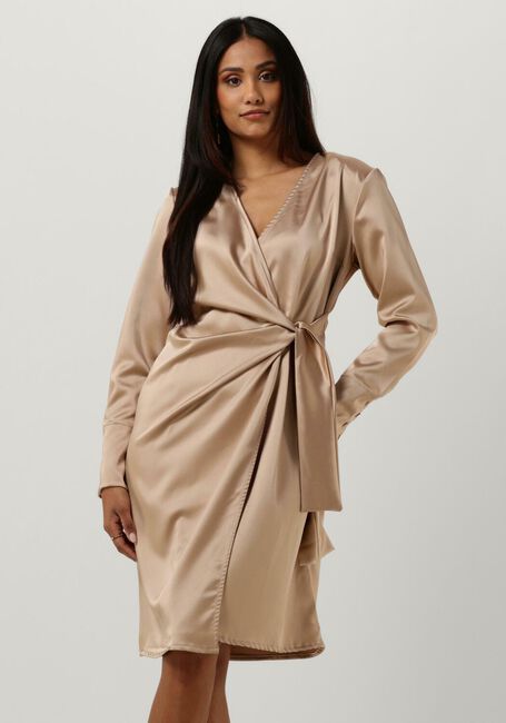 Beige NOTRE-V Mini jurk NV-BIJOU WRAP DRESS - large