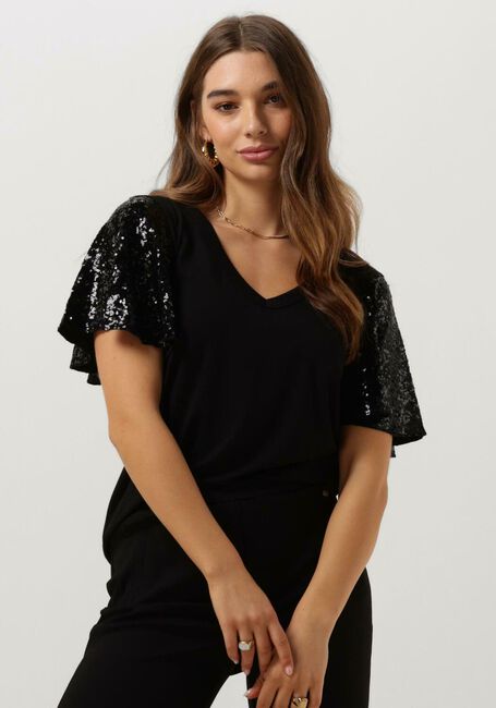 Zwarte MOS MOSH T-shirt PINTER O-S SEQUIN TEE - large