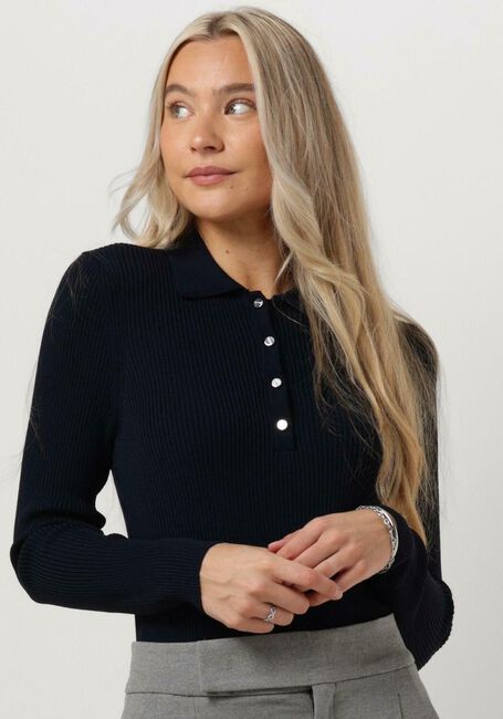 Donkerblauwe VANILIA Trui FITTED POLO LONGSLEEVE - large