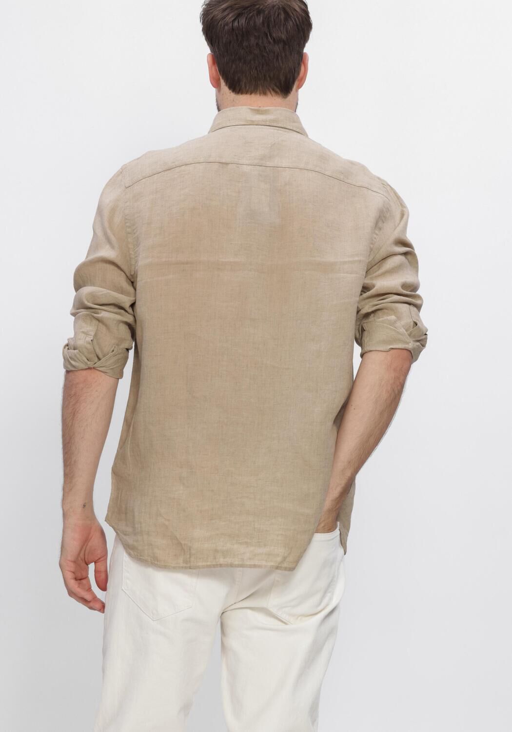 Beige TOMMY HILFIGER Casual overhemd PIGMENT DYED LI SOLID RF SHIRT - large