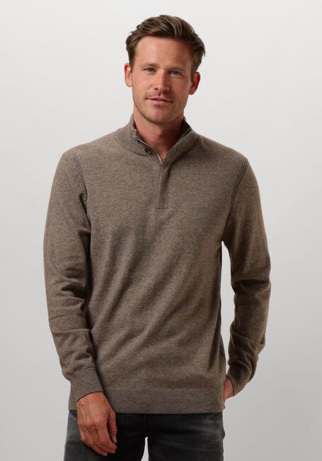 Bruine PROFUOMO Trui PULLOVER HALF ZIP BUTTON - large