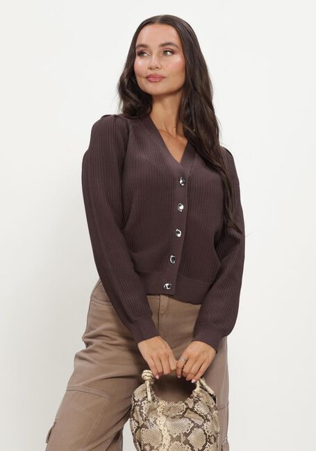 Bruine OBJECT Vest OBJORANA L/S RE KNIT CARDIGAN - large