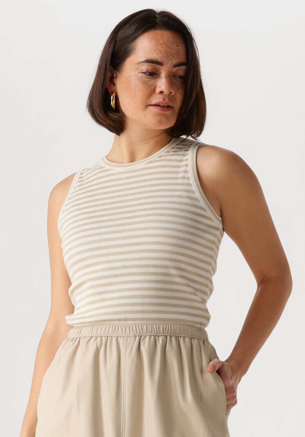 NUKUS Dames Tops & T-shirts Stefania Singlet Stripes Beige