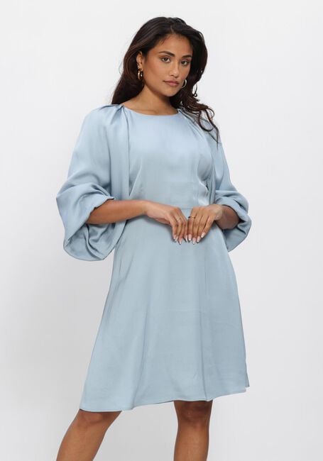Lichtblauwe SELECTED WOMEN Mini jurk SLFLAURINA 3/4 SHORT OPEN BACK DRESS - large