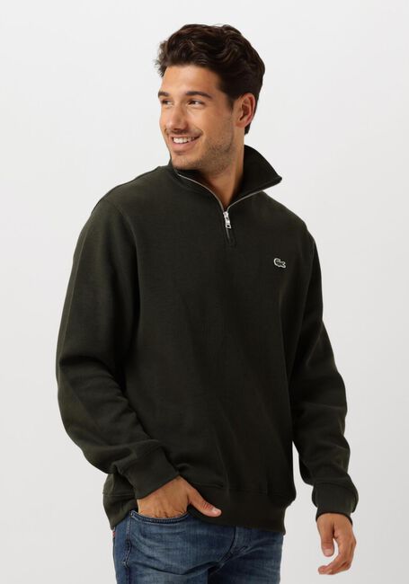 Donkergroene LACOSTE Trui REGULARE FIT HIGH NECK ZIPPED SWEATSHIRT - large