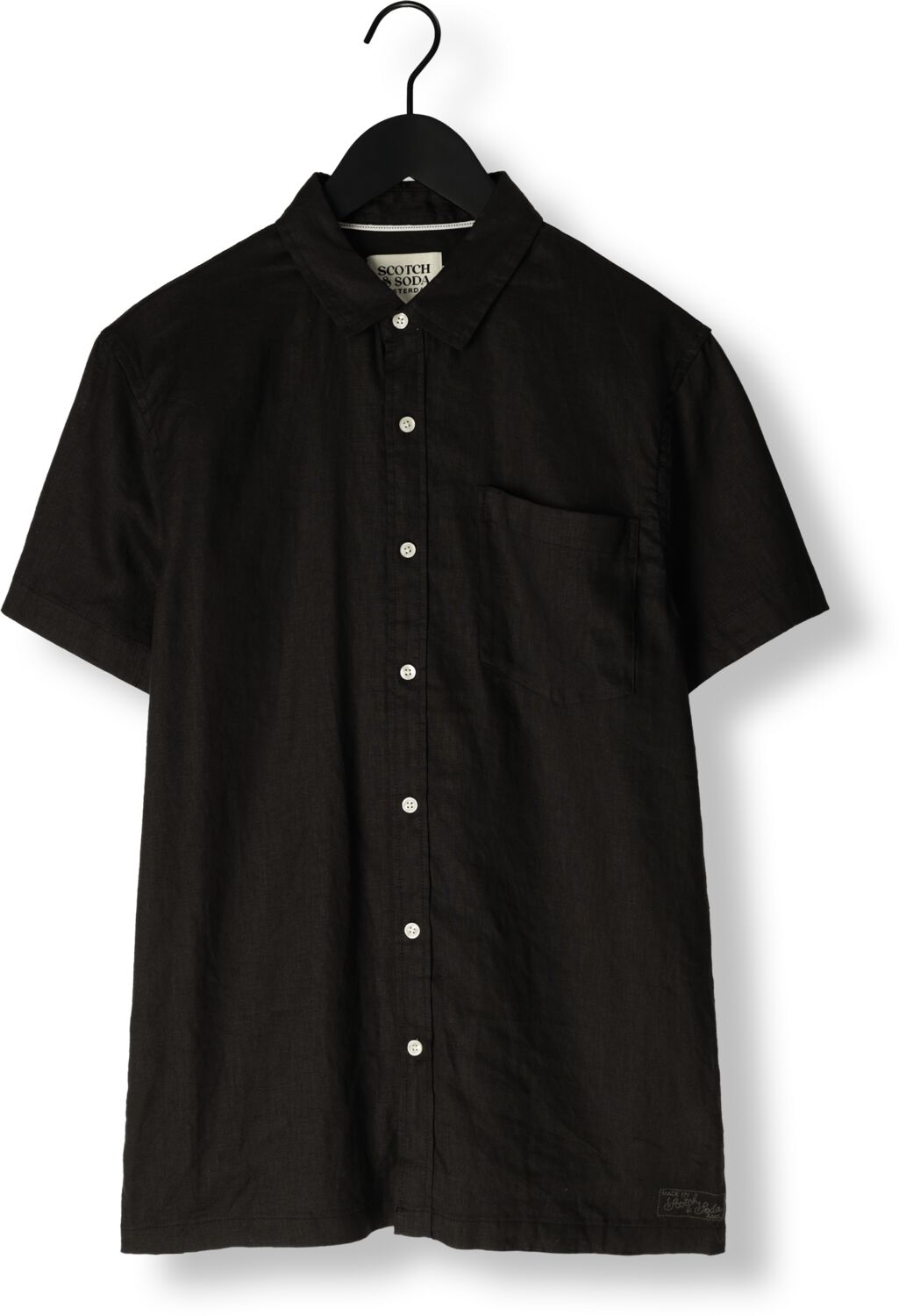 SCOTCH & SODA Heren Overhemden Linen Shirt Zwart