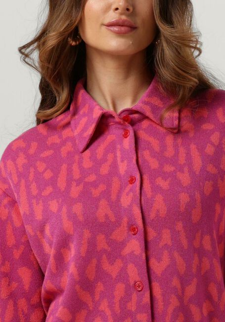 Roze ALIX THE LABEL Top LADIES KNITTED JACQUARD SHORT SLEEVES BLOUSE - large