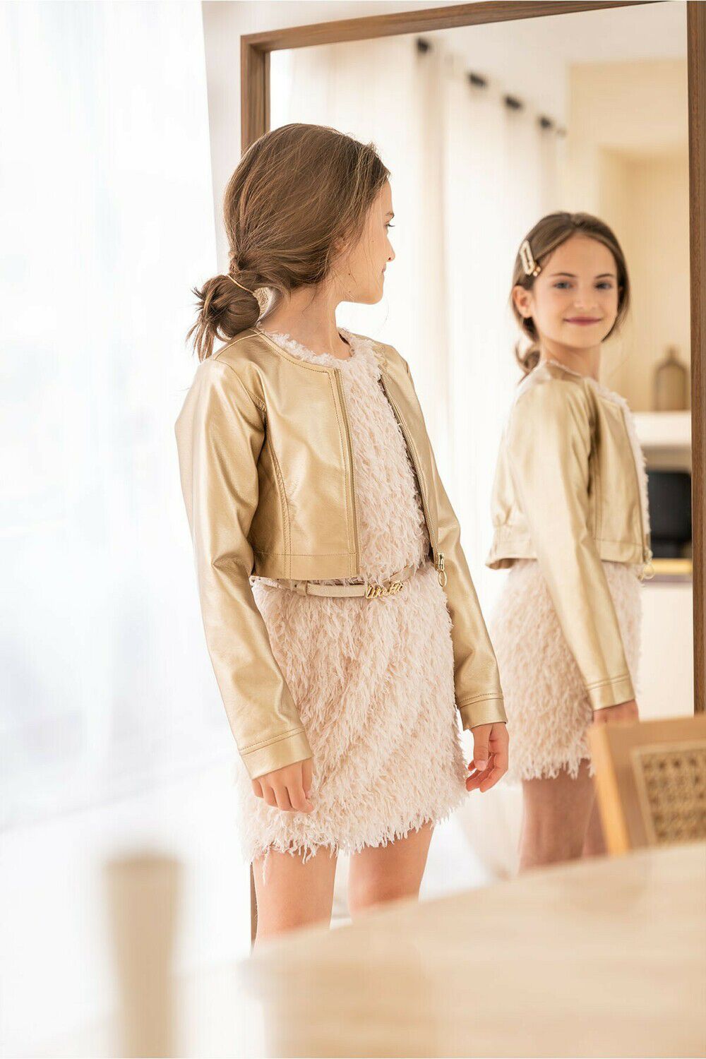 LIKE FLO Meisjes Jassen Imi Leather Jacket No Collar Goud