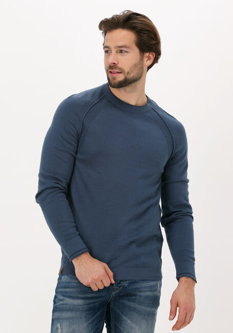 Blauwe CAST IRON Trui R-NECK TECH MERINO - large