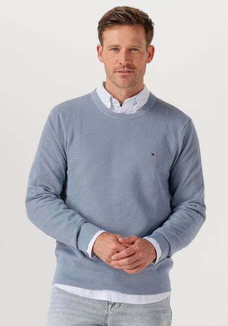 Lichtblauwe TOMMY HILFIGER Trui ESSENTIAL STRUCTURE CREW NECK - large