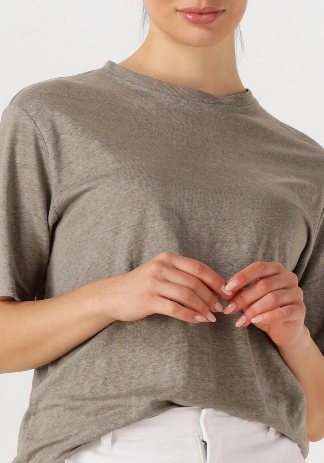 SELECTED FEMME Dames Tops & T-shirts Slfvilja Linen Ss Tee Lichtgrijs