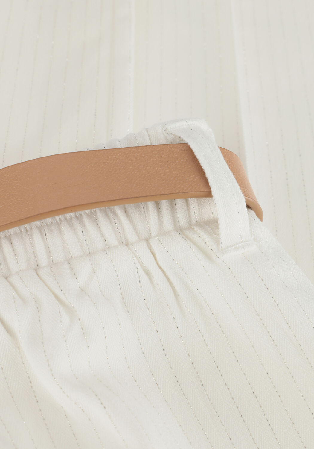 NONO Meisjes Broeken Sayla Girls Pants Pinstripe White Ecru