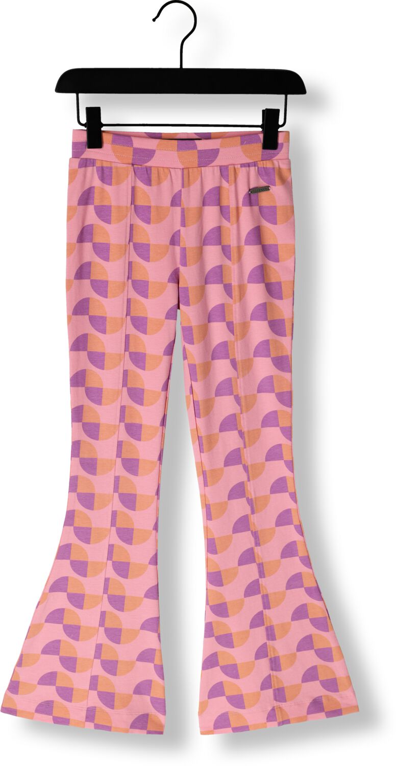 Raizzed flared broek Rae met all over print roze paars oranje Meisjes Stretchkatoen 116