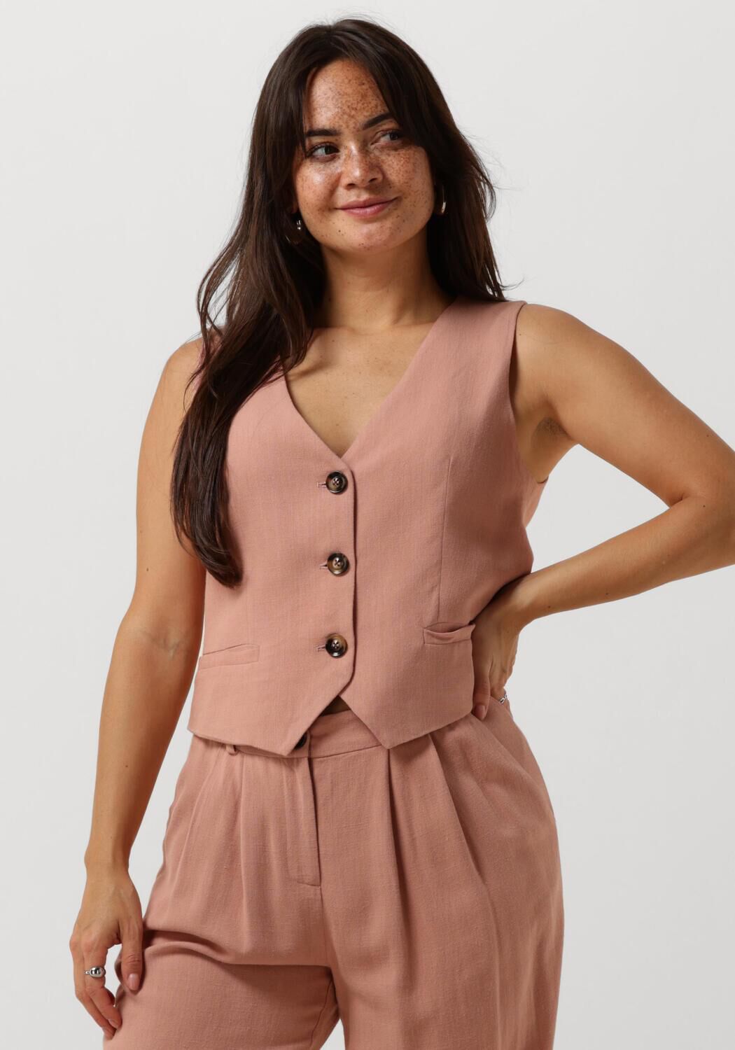 Ydence Elegant Nude Gilet Dianne Pink Dames