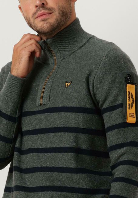 Groene PME LEGEND Trui HALF ZIP COLLAR COTTON RIB KNIT - large