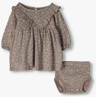 Taupe QUINCY MAE Mini jurk LONG SLEEVE RUFFLE V DRESS - medium